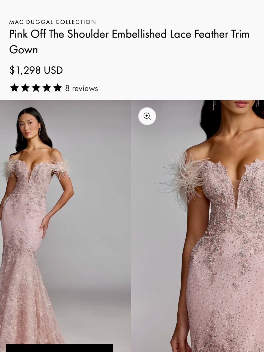 Mac Duggal Embellished Feather Trim Evening Gown - Blush - Picture 5 of 10
